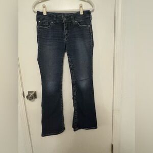 Silver Jeans Co. Suki Surplus Distressed Stitch Label Bootcut Jeans 28x30